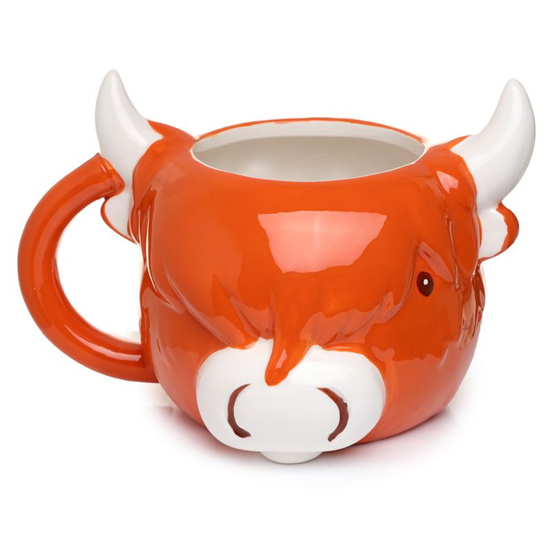 Highland Coo Kuh geformte Tasse aus Dolomit-Keramik 560ml